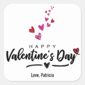Rood roze Valentijnsdag met geschrift Vierkante Sticker (Voorkant)