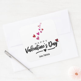 Rood roze Valentijnsdag met geschrift Vierkante Sticker