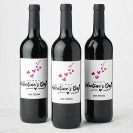 Rood roze Valentijnsdag script gekrikt hart Wijn Etiket