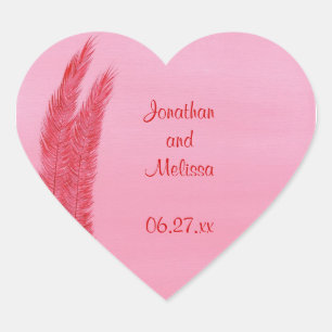 Rood Roze Veren Hart Save the date stickers