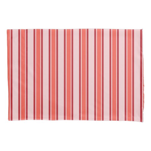 Rood Roze Verticaal Streeppatroon Kussensloop (Voorkant)