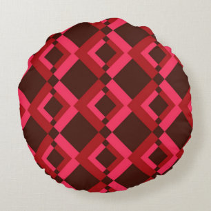 Rood, roze, vet, levendig, cool, trendy geometrisc rond kussen