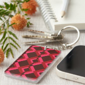 Rood, roze, vet, levendig, cool, trendy geometrisc sleutelhanger (Voorkant Rechts)