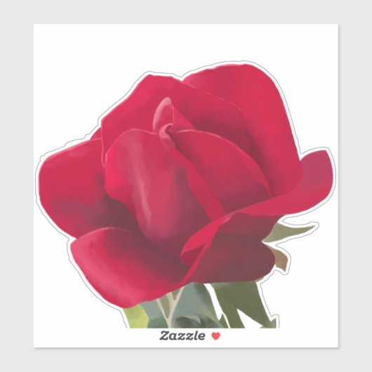 Rood roze vierkant - Red rose Sticker (Vel)