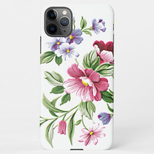 Rood Roze Violet Paarse Groene Bloemenkunst Patroo iPhone Hoesje (Achterkant)