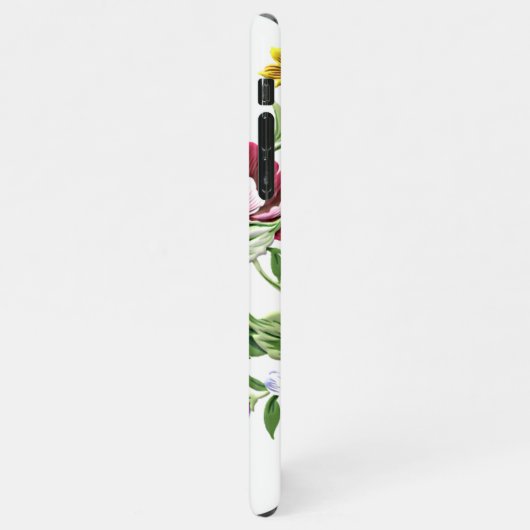 Rood Roze Violet Paarse Groene Bloemenkunst Patroo iPhone Hoesje (Linkerkant)