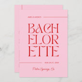 Rood & Roze vrijgezellenfeest Kaart (Voorkant / Achterkant)