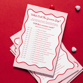 Rood Roze Vrijgezellenfeest Spel Wat Zei De Bruide