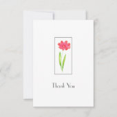 Rood, Roze Waterverf Bloem Dank u kaart (Voorkant)