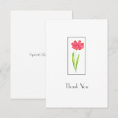 Rood, Roze Waterverf Bloem Dank u kaart (Voorkant / Achterkant)