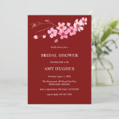 Rood Roze Waterverf Cherry Blossom Vrijgezellenfee Kaart (Staand voorkant)