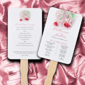 Rood roze waterverf fuchsia bruiloft programma handwaaier