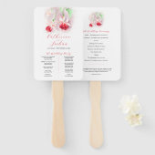 Rood roze waterverf fuchsia bruiloft programma handwaaier (Voorkant en achterkant)