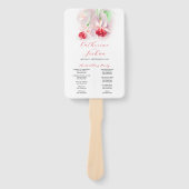 Rood roze waterverf fuchsia bruiloft programma handwaaier (Voorkant)