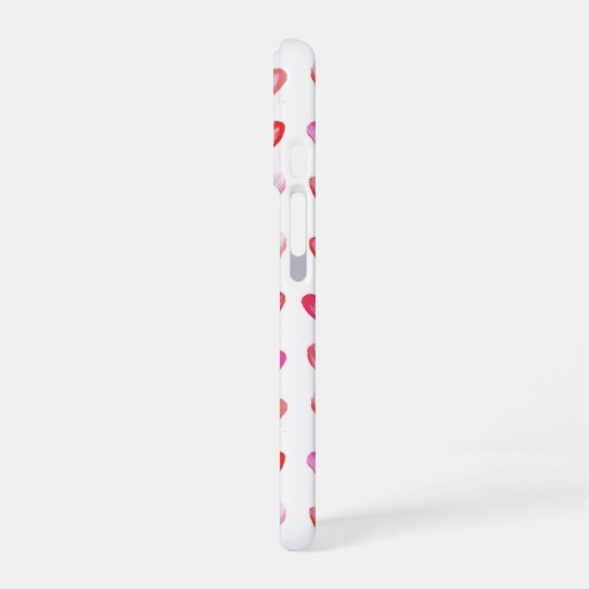 Rood & Roze Waterverf Hartpatroon iPhone 16 Hoesje (Linkerkant)