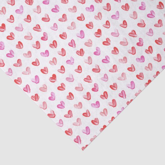 Rood & Roze Waterverf Hartpatroon Weefsel Papier (Detail)