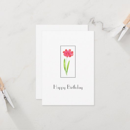 Rood, roze Waterverf ventilator Kaart (Voorkant / Achterkant in situ)