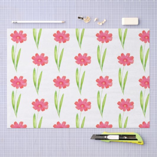 Rood, roze Waterverf ventilatorpatroon Tissuepapier (Craft)