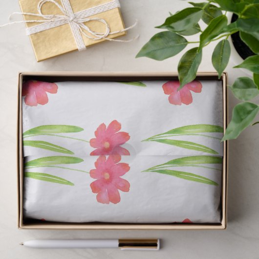 Rood, roze Waterverf ventilatorpatroon Tissuepapier (Geschenk)