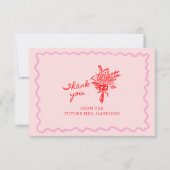 Rood Roze Whimsical Handgeschreven Bedankkaart (Voorkant)