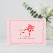 Rood Roze Whimsical Handgeschreven Bedankkaart (Staand voorkant)