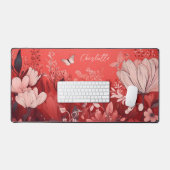 Rood Roze Wildflower Vlinder Gepersonaliseerde naa Bureaumat (Keyboard & Muis)