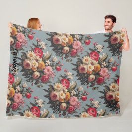  rood, roze, wit en geel bloemenboeket fleece deken