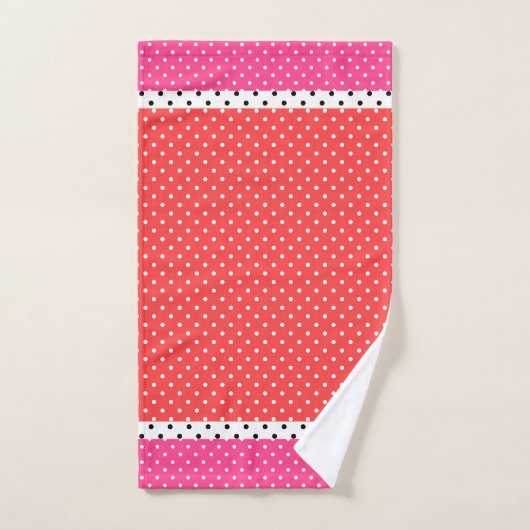 Rood Roze Wit Polka Dots Badhanddoek Set Bad Handdoek (Handdoek)
