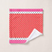Rood Roze Wit Polka Dots Badhanddoek Set Bad Handdoek (Wasdoekje)
