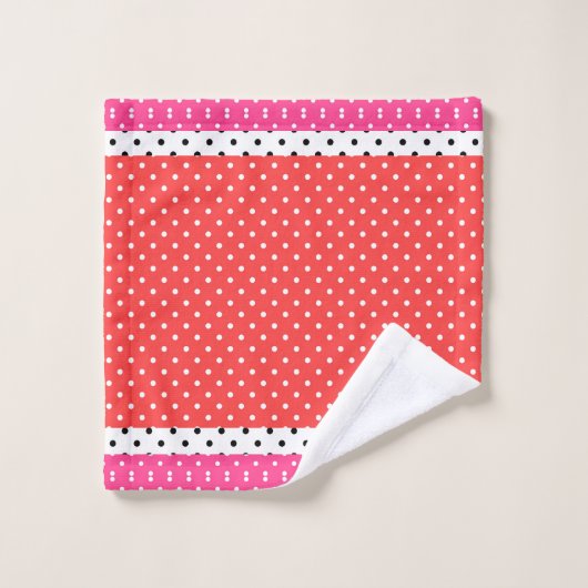 Rood Roze Wit Polka Dots Badhanddoek Set Bad Handdoek (Wasdoekje)
