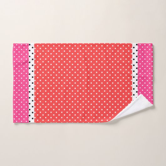 Rood Roze Wit Polka Dots Badhanddoek Set Bad Handdoek (Handdoek)