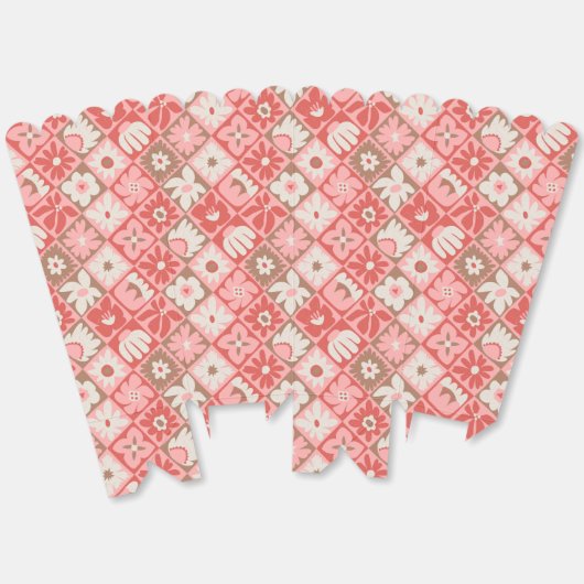 Rood Roze Wit Retro Floral Groovy Bedankdoosjes (Ongevouwen)