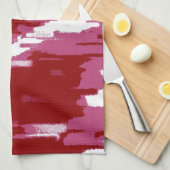 Rood, roze, witte Abstracte Art Retro Kitchen Towe Theedoek (Quarter Fold)