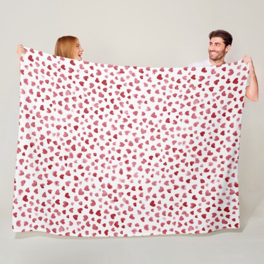 Rood Roze Witte Harten Liefde Fleece Deken (In situ)