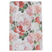 Rood Roze Witte Rozen Bloemen Vrijgezellenfeest Medium Cadeauzakje (Voorkant)