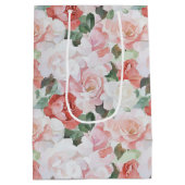 Rood Roze Witte Rozen Bloemen Vrijgezellenfeest Medium Cadeauzakje (Achterkant)