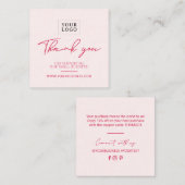 Rood & Roze Zakelijk Pakket Dank u Invoegen Vierkante Visitekaartje (Voorkant / Achterkant)