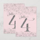 Rood Roze Zilver Glitter Tafel Nummers Nummer 4 Kaart (Voorkant / Achterkant)