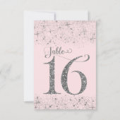 Rood Roze Zilveren Glitter Tafel Nummers Nummer 16 Kaart (Achterkant)