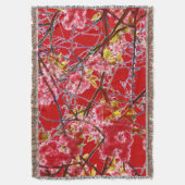 Rood roze zwart abstract bloemontwerp deken (Voorkant Verticaal)