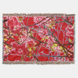 Rood roze zwart abstract bloemontwerp deken