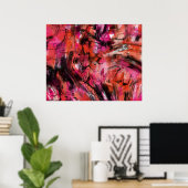 Rood Roze Zwart Abstract Expressionistisch Muurkun Poster (Thuiskantoor)