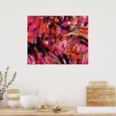 Rood Roze Zwart Abstract Expressionistisch Muurkun Poster (Keuken)