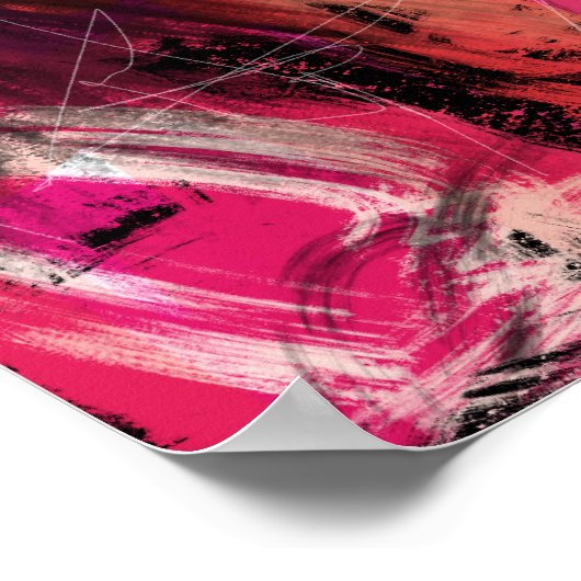 Rood Roze Zwart Abstract Expressionistisch Muurkun Poster (Hoek)
