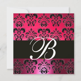 ROOD ROZE ZWART DAMAST MONOGRAM roze wit Kaart