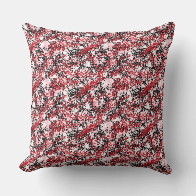 Rood, Roze, Zwart en White Splatter Design Pillow Kussen (Voorkant)
