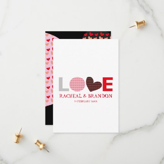 rood roze zwart hart liefdesbrief SAVE de data Save The Date (Voorkant / Achterkant in situ)