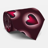 Rood Roze Zwart Hart Patroon Stropdas (Opgerold)