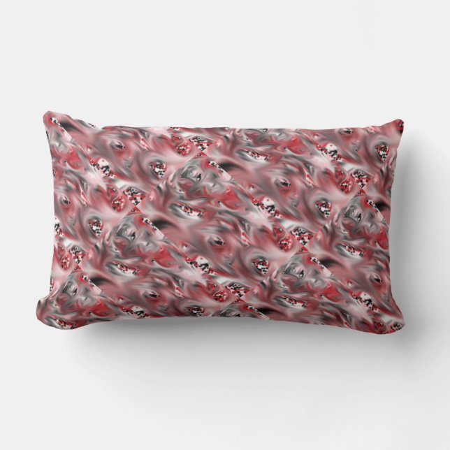 Rood, roze, zwart, wit, smaakje kussen (Voorkant)