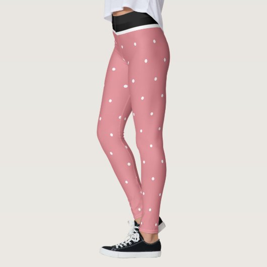 Rood Roze Zwart Wit Stippen Leggings (Links)